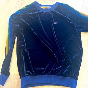 Aviator Nation Rare Navy 5 stripe sweatshirt velvet sz large